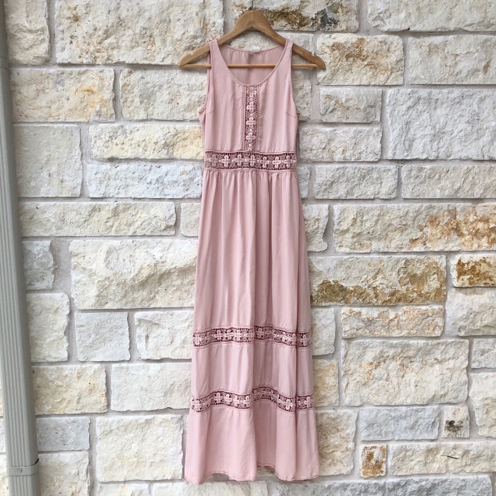 Pink Eyelet Maxi Tank Top Dress